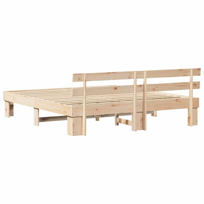 vidaXL Bed Frame with Headboard Natural 180 x 200 cm Solid Pine Wood