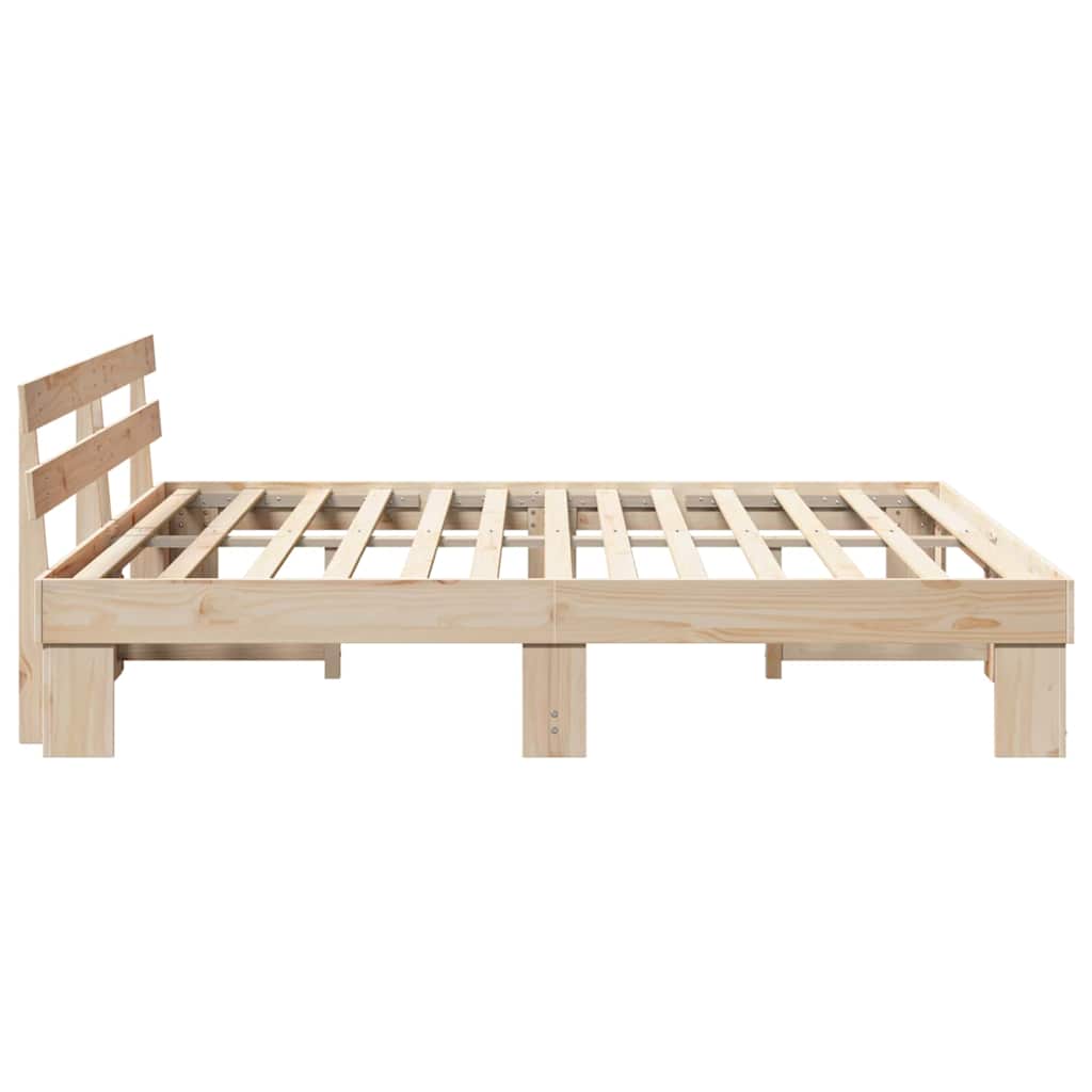 vidaXL Bed Frame with Headboard Natural 180 x 200 cm Solid Pine Wood