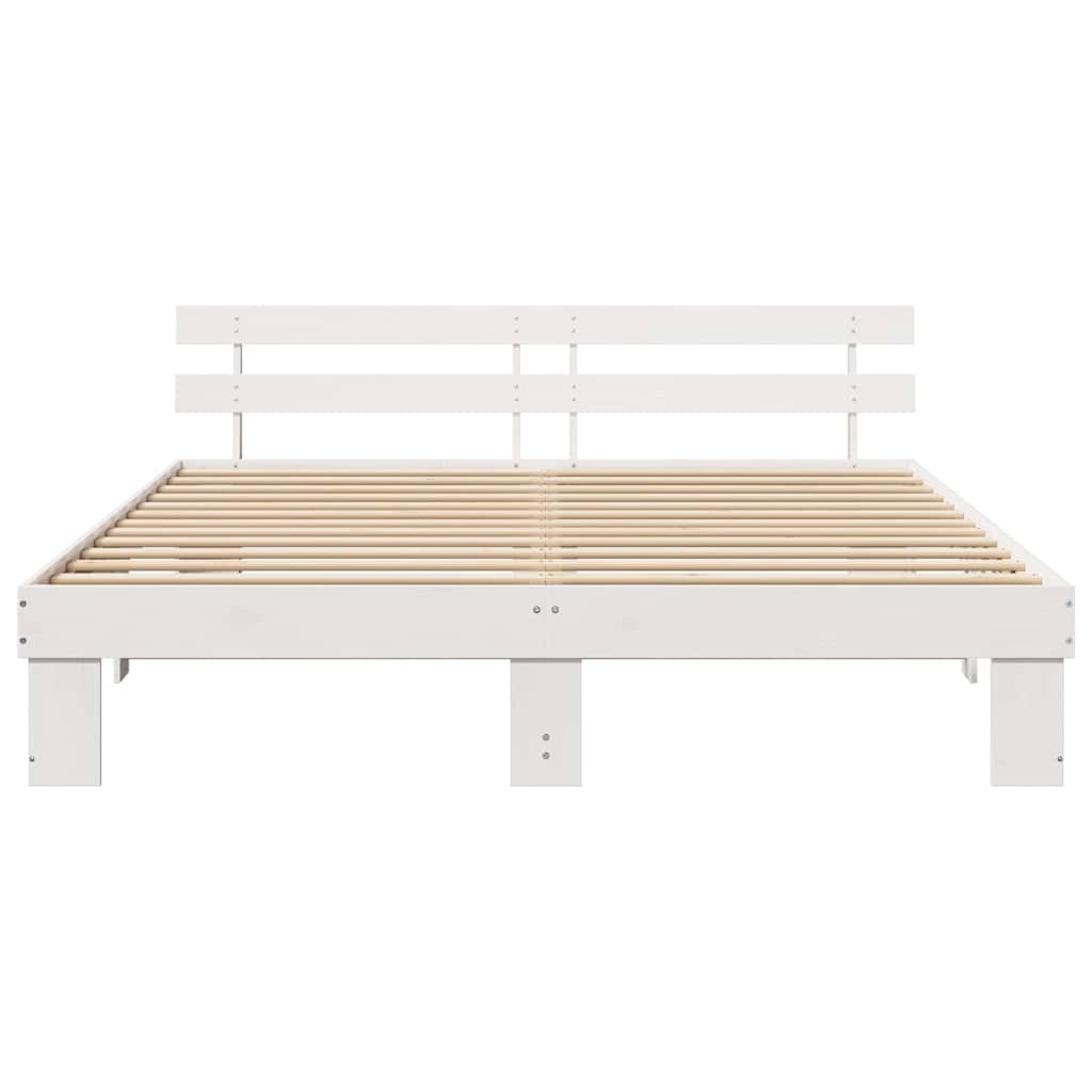 vidaXL Bed Frame with Headboard White 180 x 200 cm Solid Pine Wood