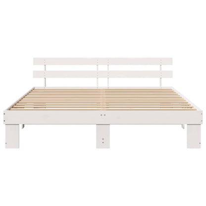 vidaXL Bed Frame with Headboard White 180 x 200 cm Solid Pine Wood