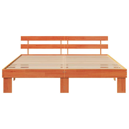 vidaXL Bed Frame with Headboard Wax Brown 180 x 200 cm Solid Pine Wood