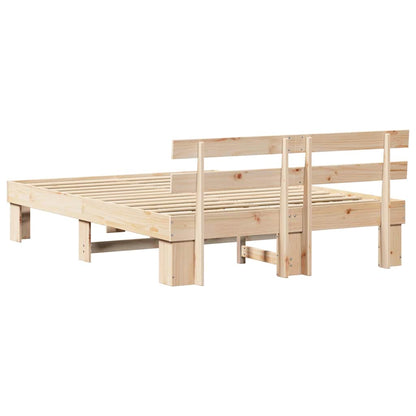 vidaXL Bed Frame with Headboard Natural 160 x 200 cm Solid Pine Wood