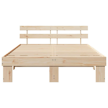 vidaXL Bed Frame with Headboard Natural 160 x 200 cm Solid Pine Wood