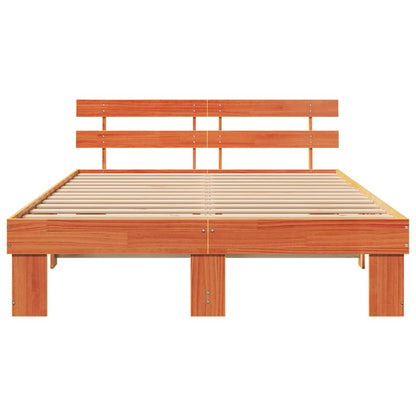 vidaXL Bed Frame with Headboard Wax Brown 160 x 200 cm Solid Pine Wood