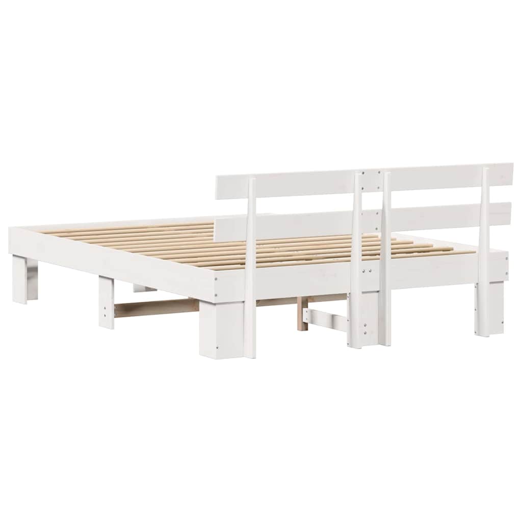 vidaXL Bed Frame with Headboard White 150 x 200 cm Solid Pine Wood