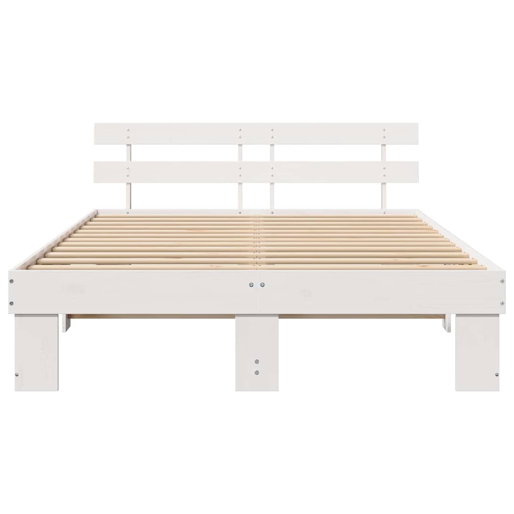 vidaXL Bed Frame with Headboard White 150 x 200 cm Solid Pine Wood