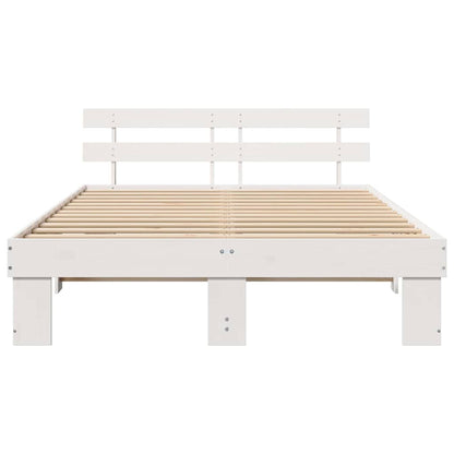 vidaXL Bed Frame with Headboard White 150 x 200 cm Solid Pine Wood
