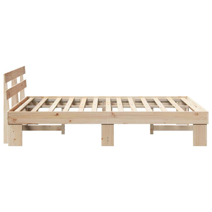 vidaXL Bed Frame with Headboard Natural 140 x 200 cm Solid Pine Wood