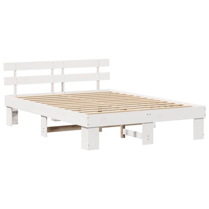 vidaXL Bed Frame with Headboard White 140 x 200 cm Solid Pine Wood