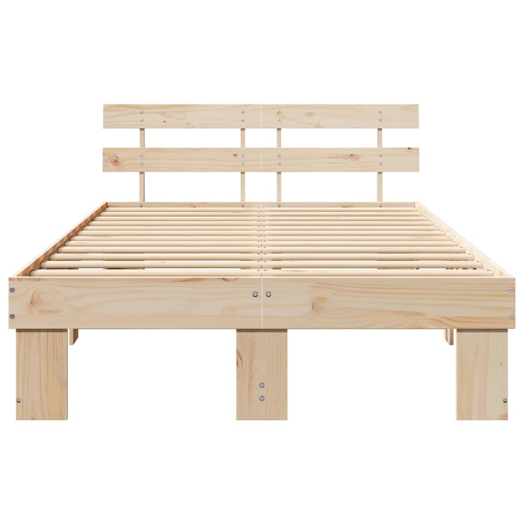 vidaXL Bed Frame with Headboard Natural 120 x 200 cm Solid Pine Wood