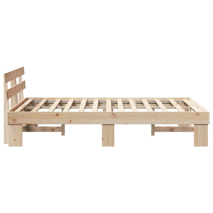 vidaXL Bed Frame with Headboard Natural 120 x 200 cm Solid Pine Wood