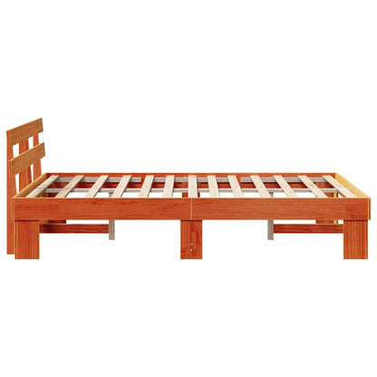 vidaXL Bed Frame with Headboard Wax Brown 120 x 200 cm Solid Pine Wood