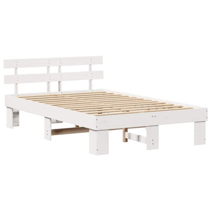 vidaXL Bed Frame with Headboard White 140 x 190 cm Solid Pine Wood