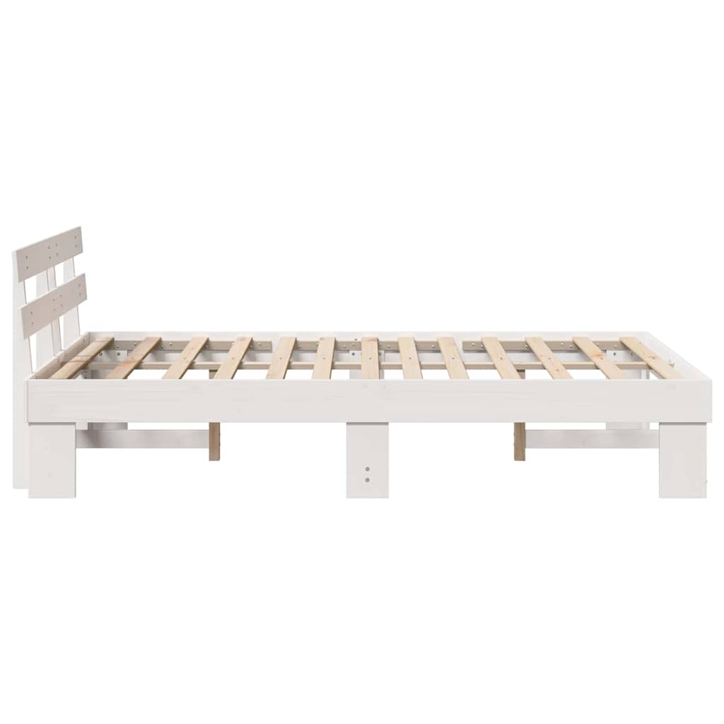 vidaXL Bed Frame with Headboard White 140 x 190 cm Solid Pine Wood