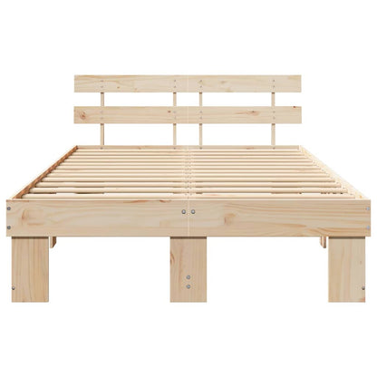 vidaXL Bed Frame with Headboard Natural 120 x 190 cm Solid Pine Wood