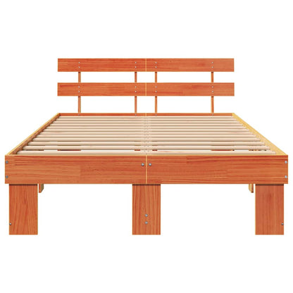 vidaXL Bed Frame with Headboard Wax Brown 120 x 190 cm Solid Pine Wood