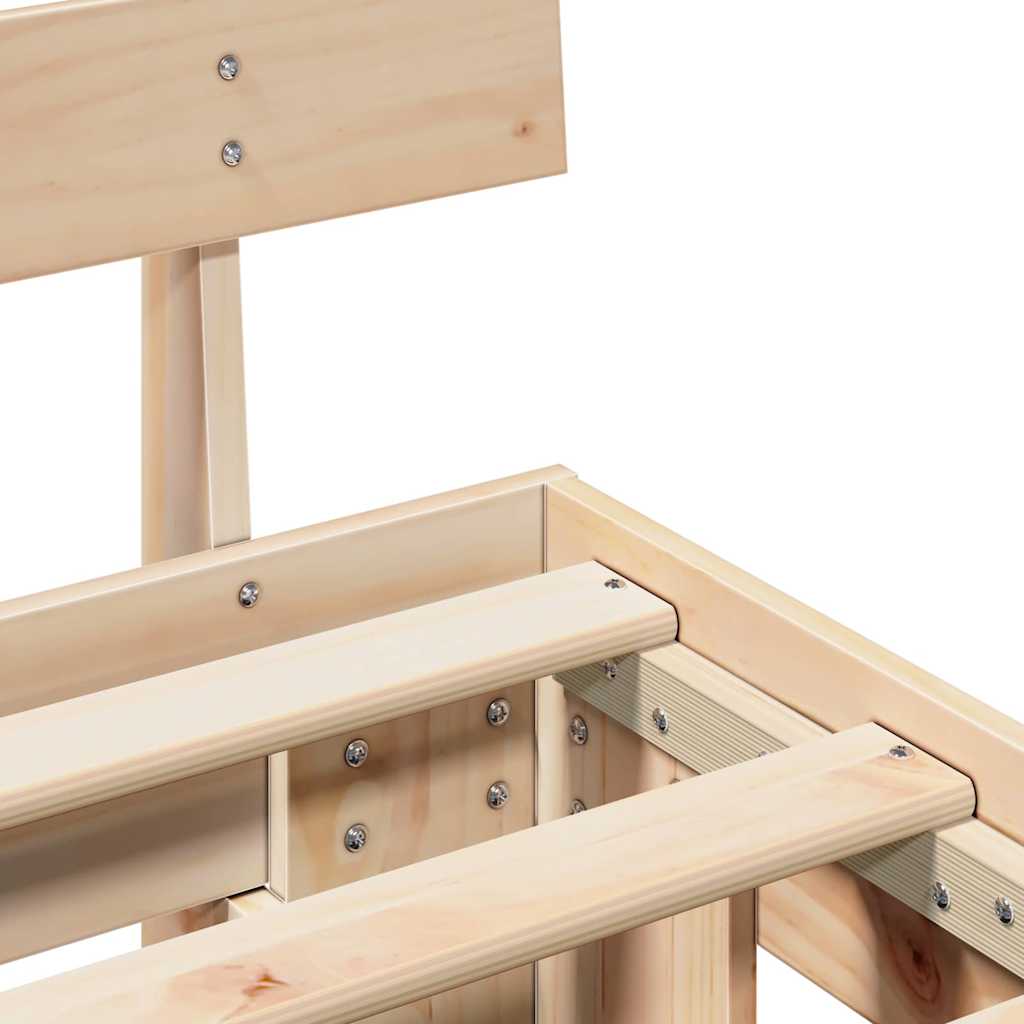 vidaXL Bed Frame with Headboard Natural 90 x 200 cm Solid Pine Wood