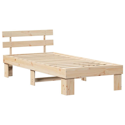 vidaXL Bed Frame with Headboard Natural 90 x 200 cm Solid Pine Wood