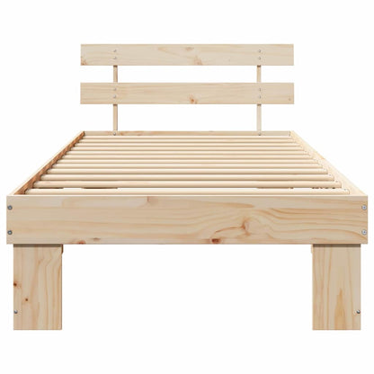vidaXL Bed Frame with Headboard Natural 90 x 200 cm Solid Pine Wood