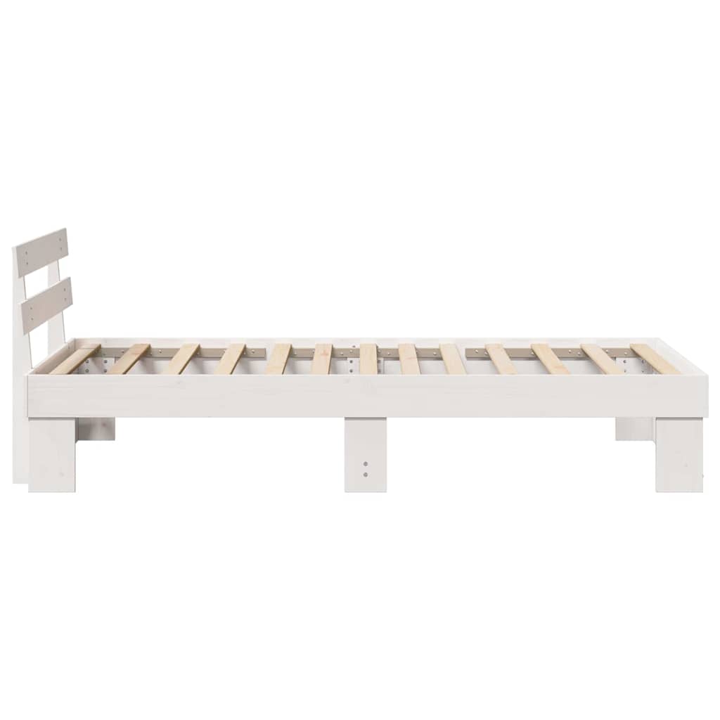 vidaXL Bed Frame with Headboard White 90 x 200 cm Solid Pine Wood