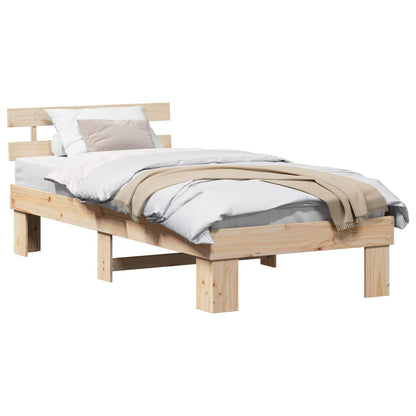 vidaXL Bed Frame with Headboard Natural 80 x 200 cm Solid Pine Wood