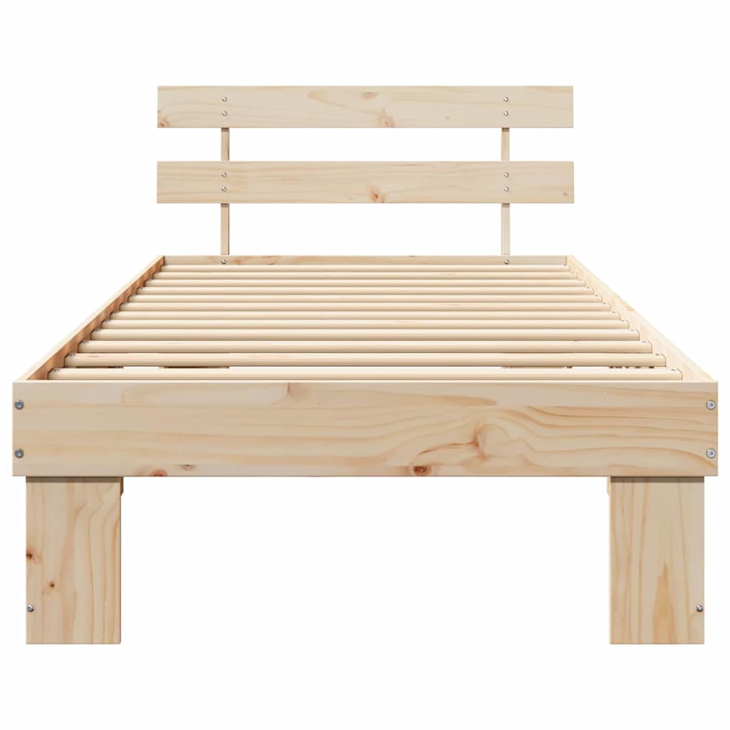 vidaXL Bed Frame with Headboard Natural 80 x 200 cm Solid Pine Wood