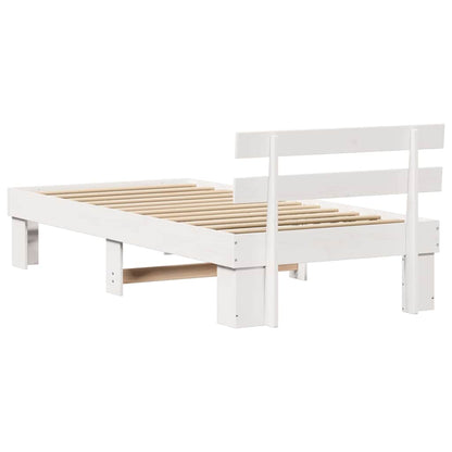 vidaXL Bed Frame with Headboard White 80 x 200 cm Solid Pine Wood