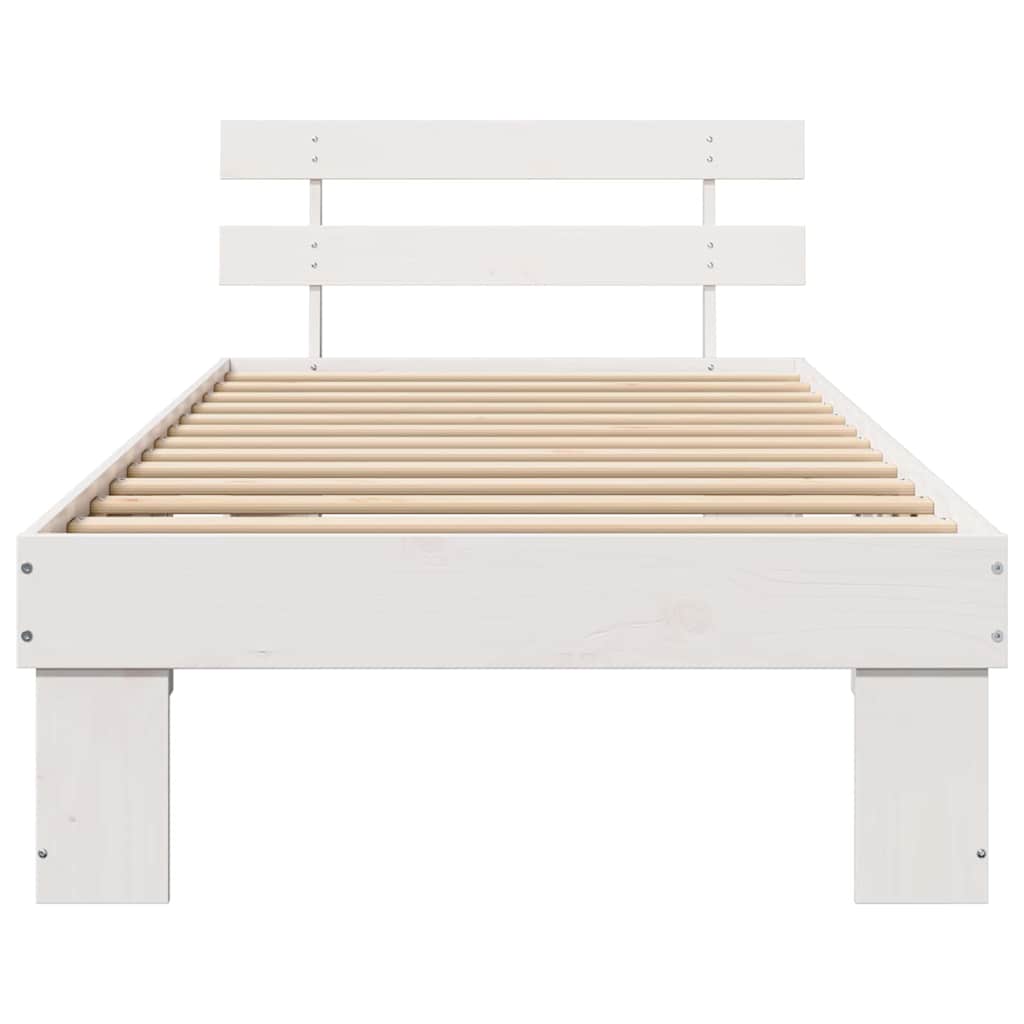vidaXL Bed Frame with Headboard White 80 x 200 cm Solid Pine Wood