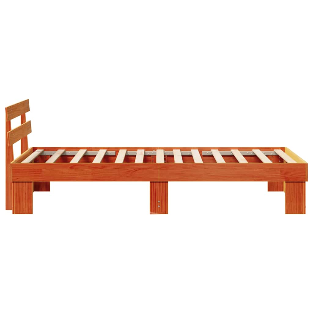 vidaXL Bed Frame with Headboard Wax Brown 80 x 200 cm Solid Pine Wood