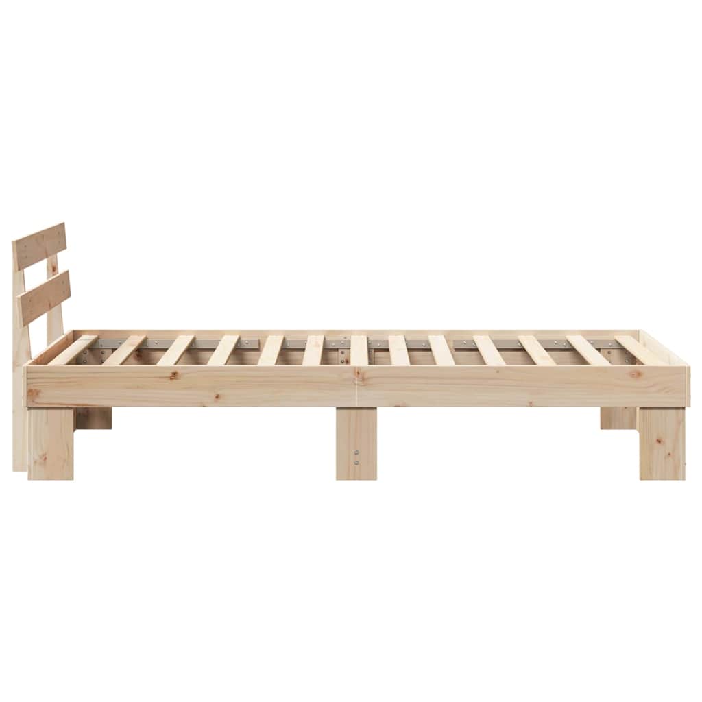 vidaXL Bed Frame with Headboard Natural 90 x 190 cm Solid Pine Wood