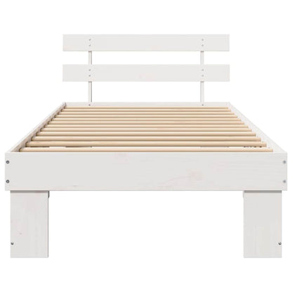 vidaXL Bed Frame with Headboard White 90 x 190 cm Solid Pine Wood