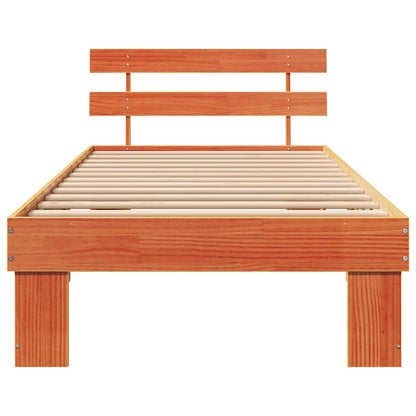 vidaXL Bed Frame with Headboard Wax Brown 90 x 190 cm Solid Pine Wood