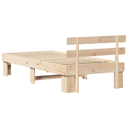 vidaXL Bed Frame with Headboard Natural 75 x 190 cm Solid Pine Wood
