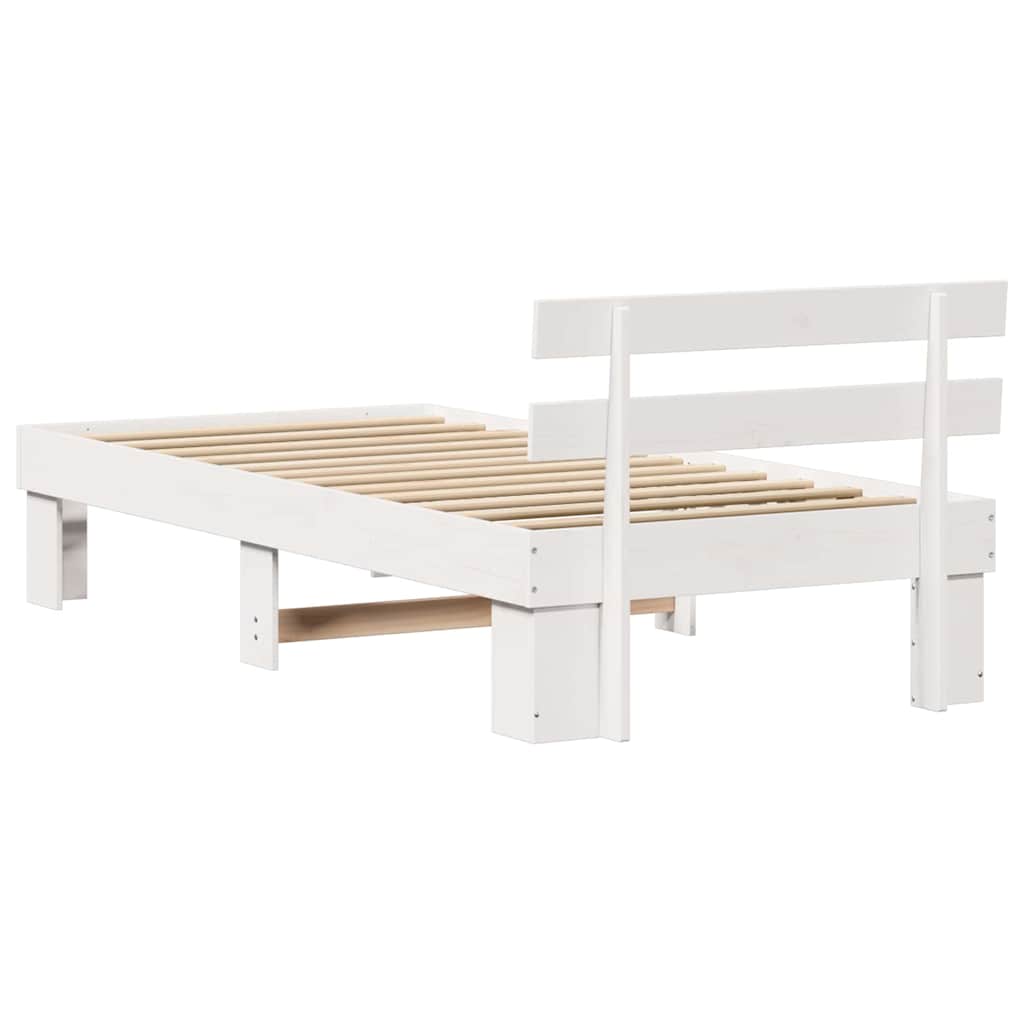 vidaXL Bed Frame with Headboard White 75 x 190 cm Solid Pine Wood