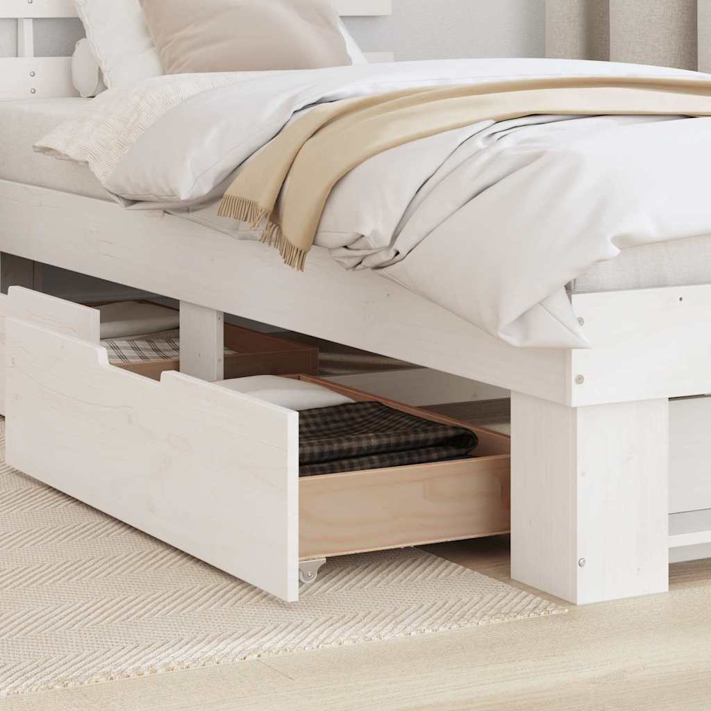vidaXL Bed Frame with Headboard White 100 x 200 cm Solid Pine Wood