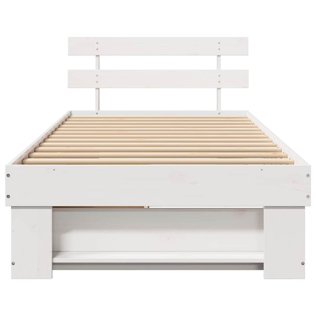 vidaXL Bed Frame with Headboard White 100 x 200 cm Solid Pine Wood
