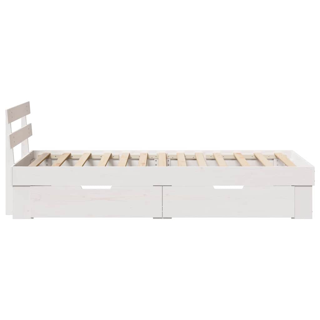 vidaXL Bed Frame with Headboard White 100 x 200 cm Solid Pine Wood