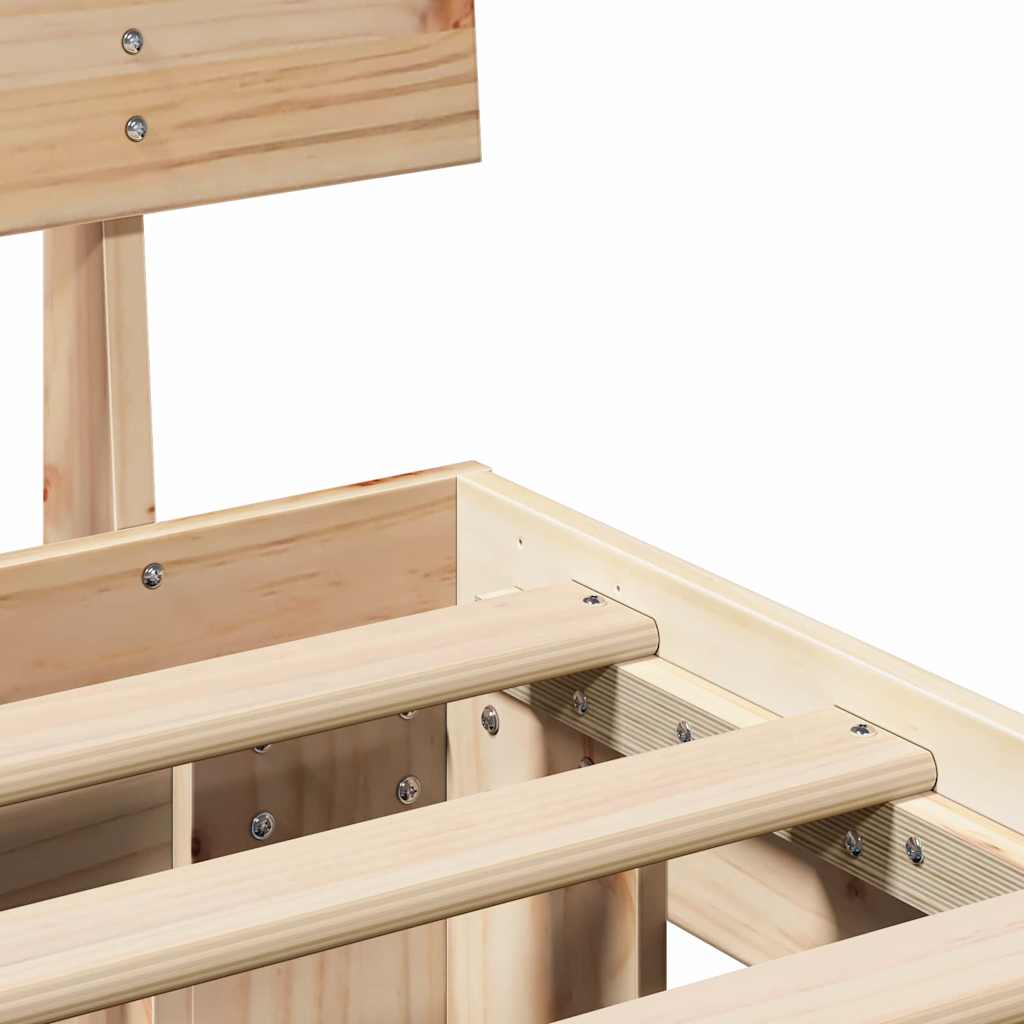 vidaXL Bed Frame with Headboard Natural 90 x 200 cm Solid Pine Wood