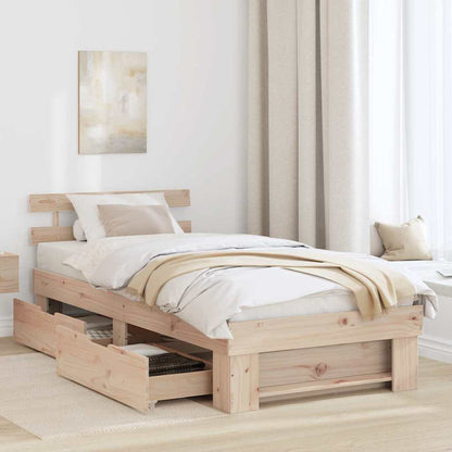 vidaXL Bed Frame with Headboard Natural 90 x 200 cm Solid Pine Wood