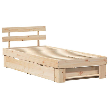 vidaXL Bed Frame with Headboard Natural 90 x 200 cm Solid Pine Wood