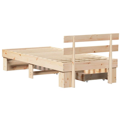 vidaXL Bed Frame with Headboard Natural 90 x 200 cm Solid Pine Wood