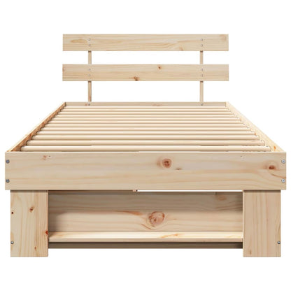 vidaXL Bed Frame with Headboard Natural 90 x 200 cm Solid Pine Wood
