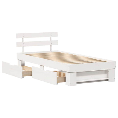vidaXL Bed Frame with Headboard White 90 x 200 cm Solid Pine Wood