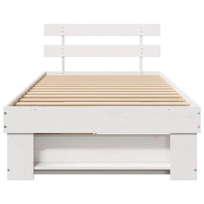 vidaXL Bed Frame with Headboard White 90 x 200 cm Solid Pine Wood