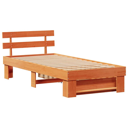 vidaXL Bed Frame with Headboard Wax Brown 80 x 200 cm Solid Pine Wood