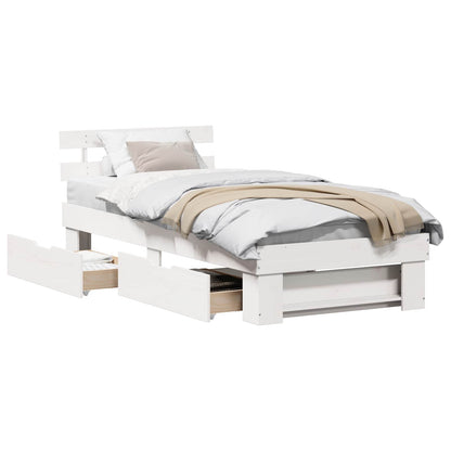 vidaXL Bed Frame with Headboard White 90 x 190 cm Solid Pine Wood