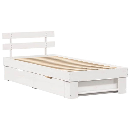 vidaXL Bed Frame with Headboard White 90 x 190 cm Solid Pine Wood