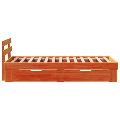 vidaXL Bed Frame with Headboard Wax Brown 90 x 190 cm Solid Pine Wood