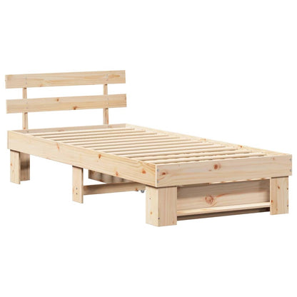 vidaXL Bed Frame with Headboard Natural 75 x 190 cm Solid Pine Wood