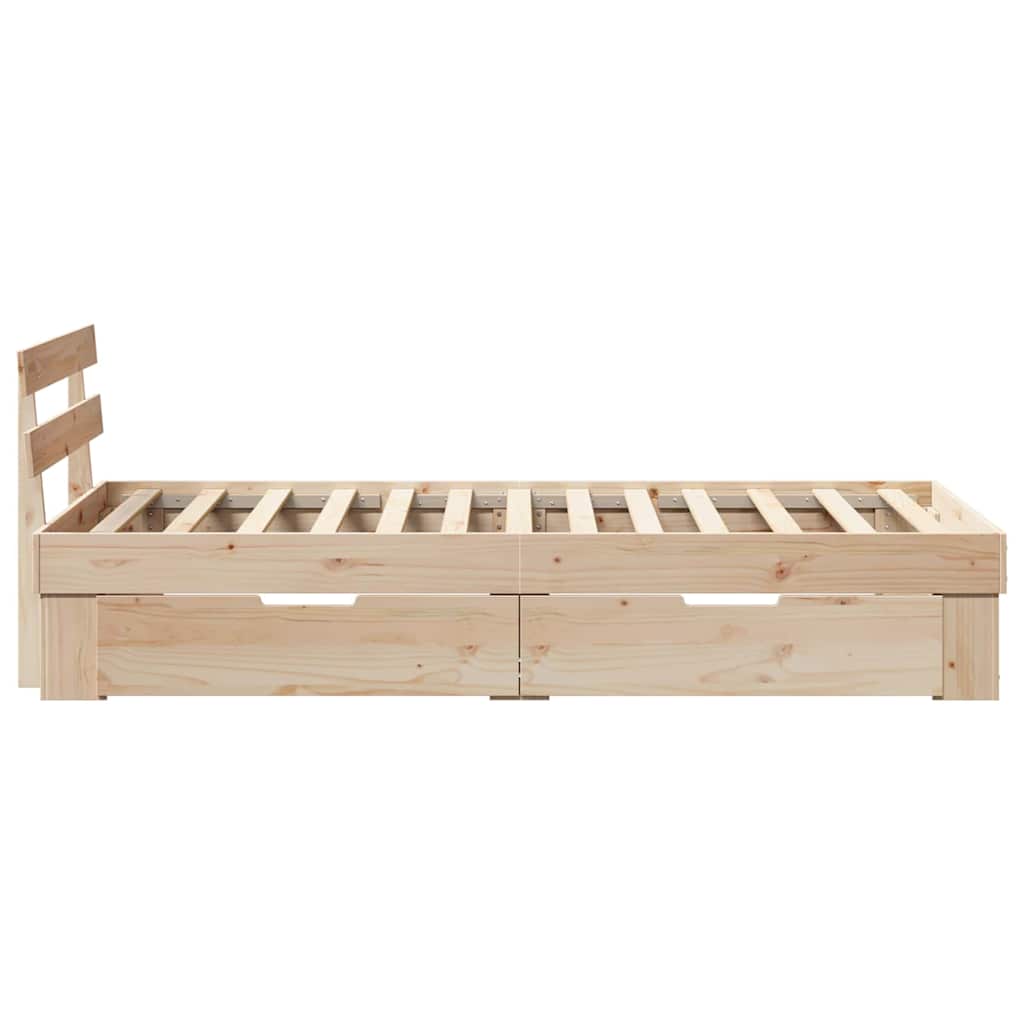 vidaXL Bed Frame with Headboard Natural 75 x 190 cm Solid Pine Wood